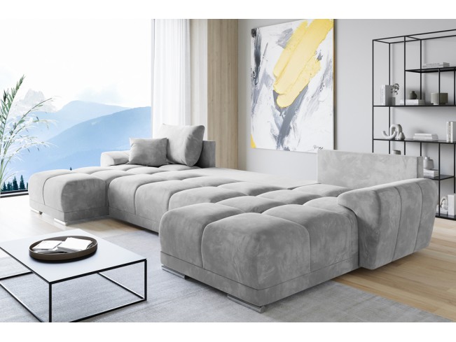 Narożnik Bego U z funkcją spania welur Monolith 84 jasny szary