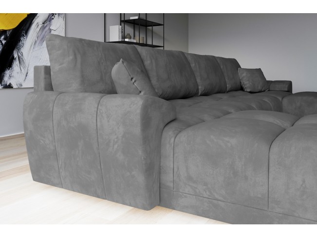 Narożnik Bego U z funkcją spania welur Monolith 85 szary