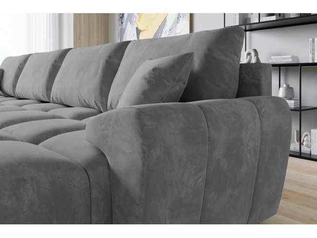 Narożnik Bego U z funkcją spania welur Monolith 85 szary