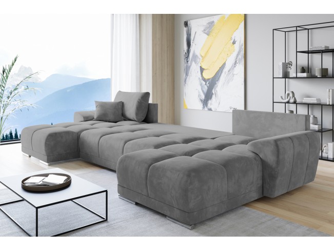 Narożnik Bego U z funkcją spania welur Monolith 85 szary