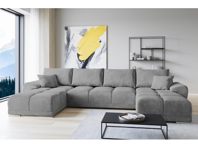 Narożnik Bego U z funkcją spania welur Monolith 85 szary