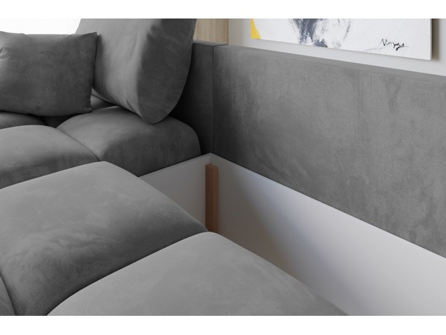 Narożnik Bego U z funkcją spania welur Monolith 85 szary