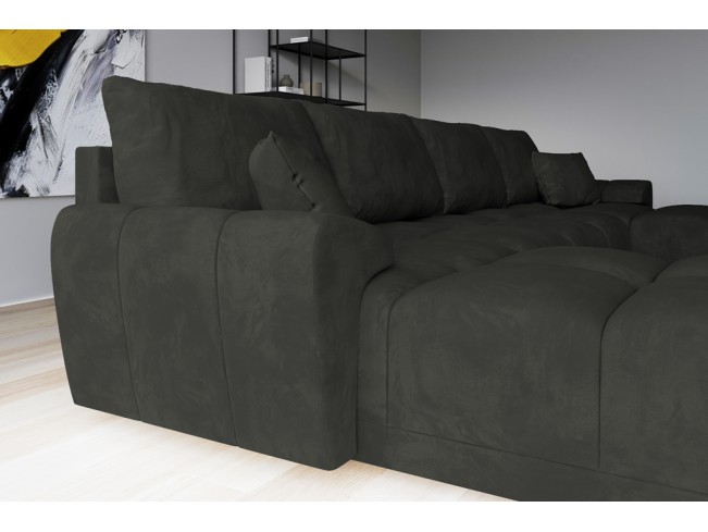 Narożnik Bego U z funkcją spania welur Monolith 95 ciemny szary