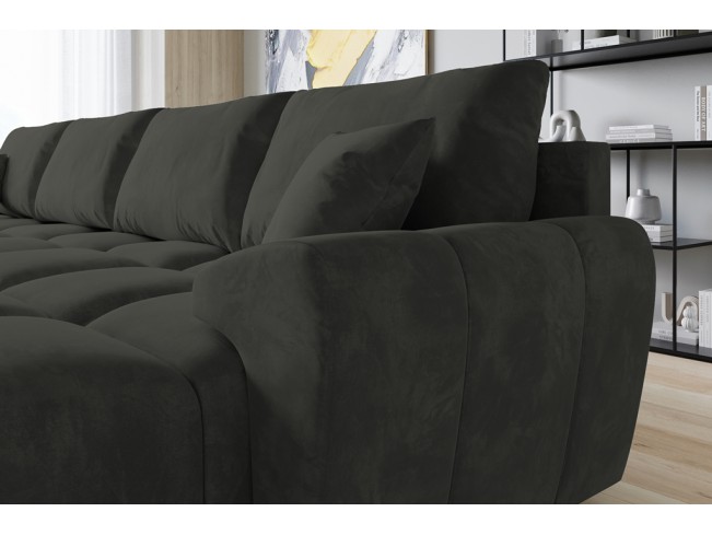 Narożnik Bego U z funkcją spania welur Monolith 95 ciemny szary