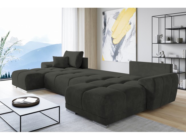 Narożnik Bego U z funkcją spania welur Monolith 95 ciemny szary