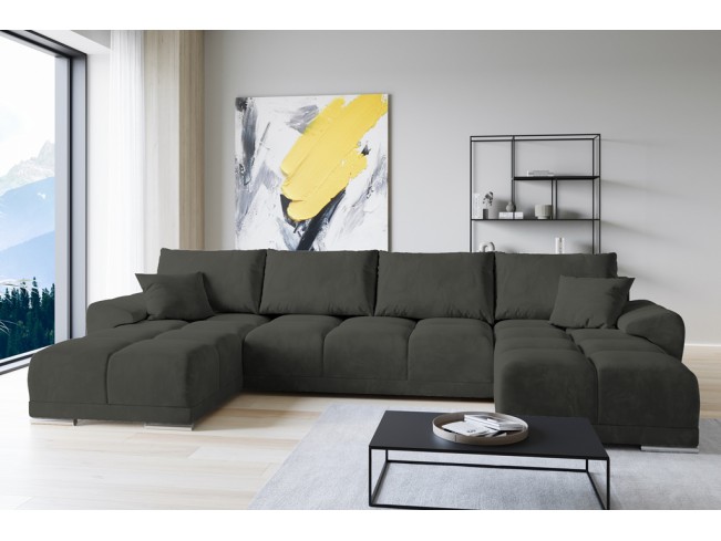 Narożnik Bego U z funkcją spania welur Monolith 95 ciemny szary