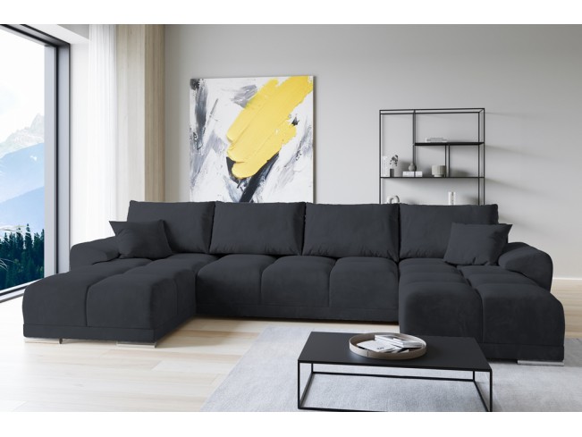 Narożnik Bego U bez funkcji spania welur Monolith 97 ciemny grafit