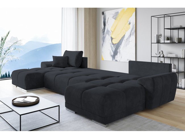 Narożnik Bego U z funkcją spania welur Monolith 97 ciemny grafit