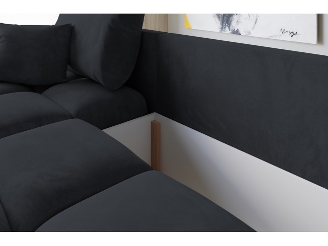 Narożnik Bego U z funkcją spania welur Monolith 97 ciemny grafit