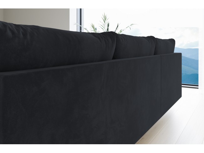 Narożnik Bego U z funkcją spania welur Monolith 97 ciemny grafit