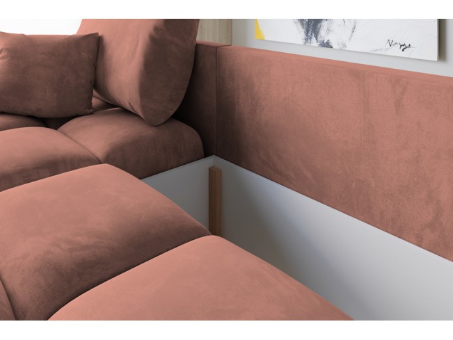 Narożnik Bego L z funkcją spania welur Monolith 61 morelowy