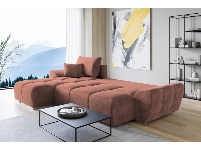 Narożnik Bego L z funkcją spania welur Monolith 61 morelowy