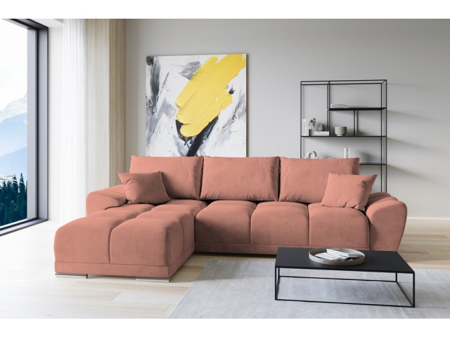 Narożnik Bego L z funkcją spania welur Monolith 61 morelowy