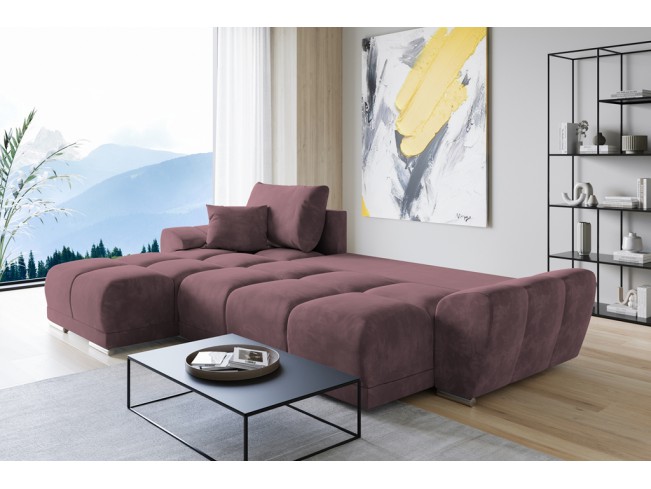 Narożnik Bego L z funkcją spania welur Monolith 63 brudny róż