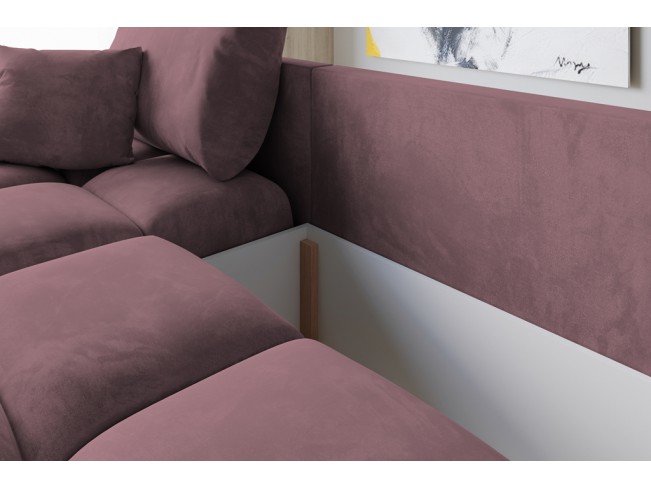 Narożnik Bego L z funkcją spania welur Monolith 63 brudny róż