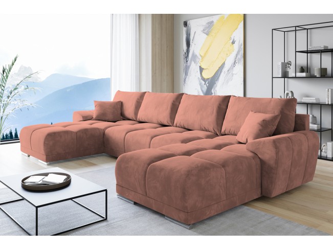 Narożnik Bego U bez funkcji spania welur Monolith 61 morelowy