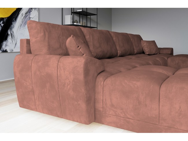 Narożnik Bego U z funkcją spania welur Monolith 61 morelowy