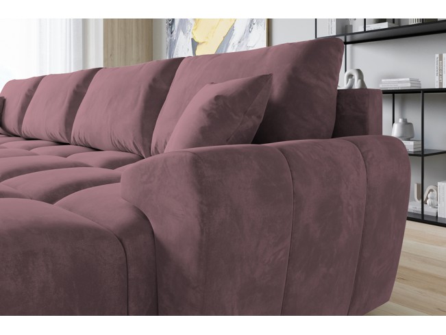 Narożnik Bego U z funkcją spania welur Monolith 63 brudny róż