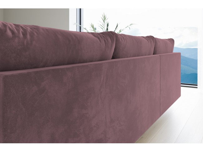 Narożnik Bego U z funkcją spania welur Monolith 63 brudny róż