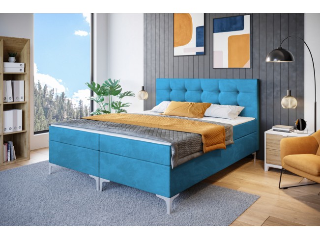 Łóżko kontynentalne Lilu 140 Kronos 13 lazurowy