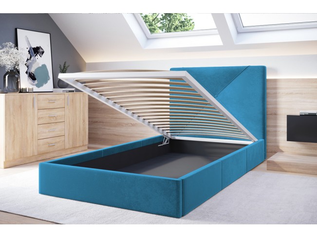 Łóżko tapicerowane Rino 80 Kronos 13 lazurowy