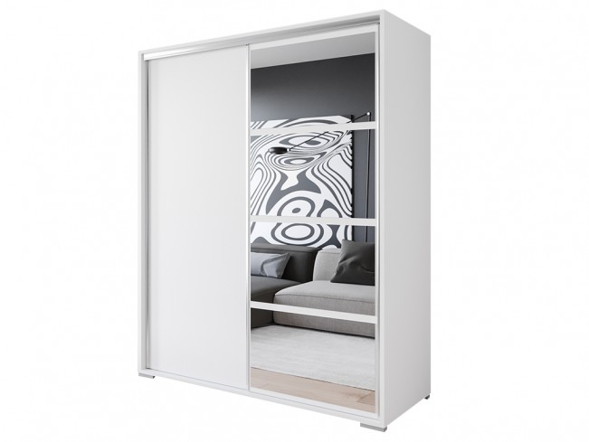 Szafa przesuwna TELO 180 biały mat z lustrem - widok ogólny