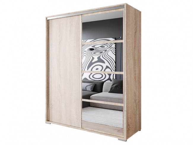 Szafa przesuwna Telo 180 sonoma z lustrem - widok ogólny