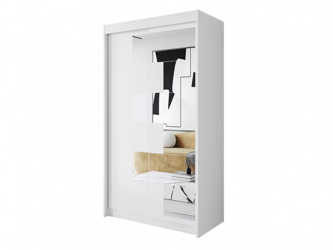 Szafa przesuwna Heso 120 biały mat z lustrem - widok ogólny