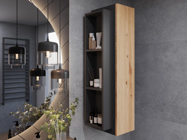 Słupek wiszący Seli czarny mat/dąb lefkas 100 cm