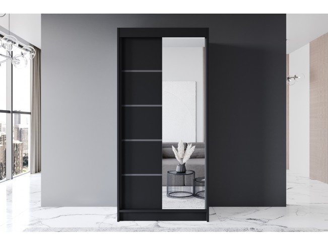 Szafa przesuwna Prim III czarny mat 100 cm