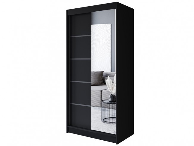 Szafa przesuwna Prim III 100 czarny mat - widok ogólny