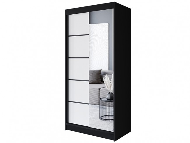 Szafa przesuwna Prim III 100 czarny/biały mat - widok ogólny