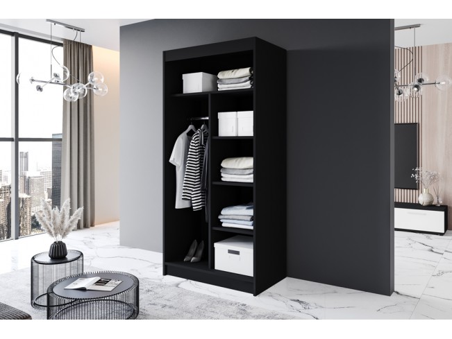 Szafa przesuwna Prim III czarny/biały mat 100 cm