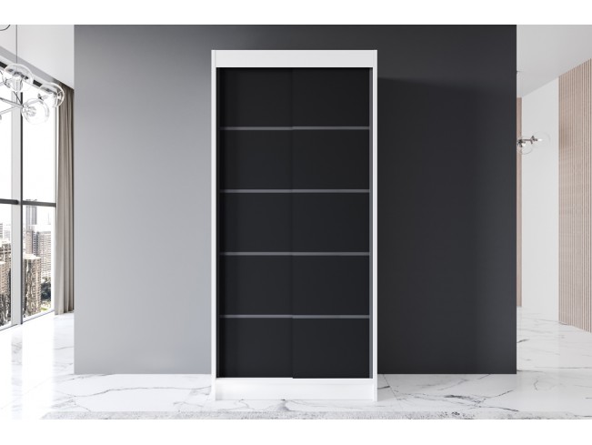 Szafa przesuwna Prim IV biały/czarny mat 100 cm