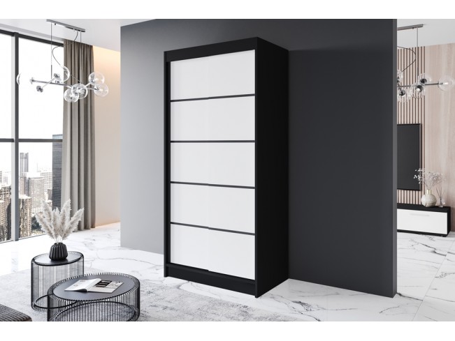 Szafa przesuwna Prim IV czarny/biały mat 100 cm