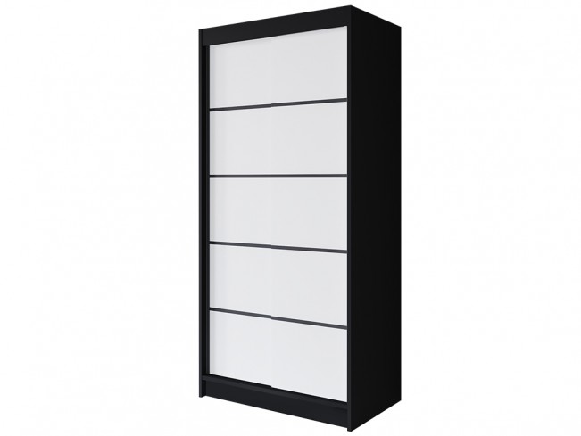 Szafa przesuwna Prim IV 100 czarny/biały mat - widok ogólny