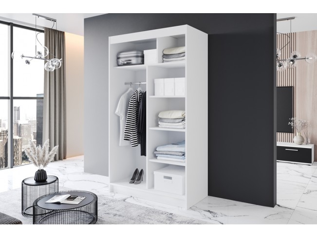 Szafa przesuwna Prim III biały/czarny mat 120 cm