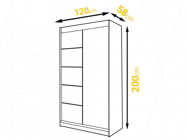 Szafa przesuwna Prim III czarny mat 120 cm