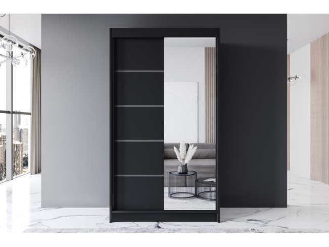 Szafa przesuwna Prim III czarny mat 120 cm