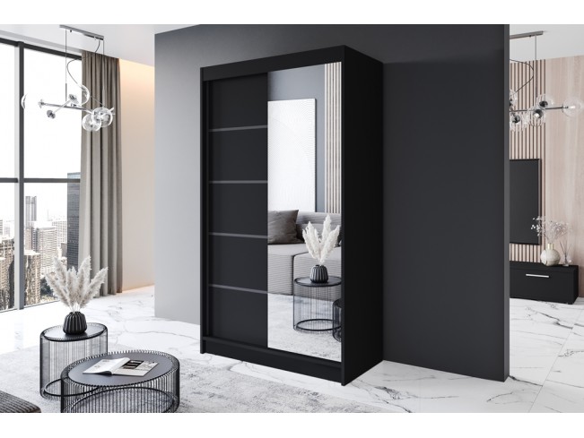 Szafa przesuwna Prim III czarny mat 120 cm