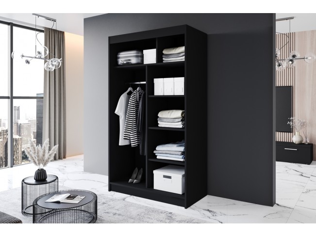 Szafa przesuwna Prim III czarny mat 120 cm
