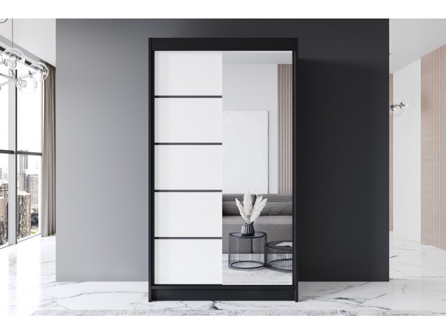 Szafa przesuwna Prim III czarny/biały mat 120 cm