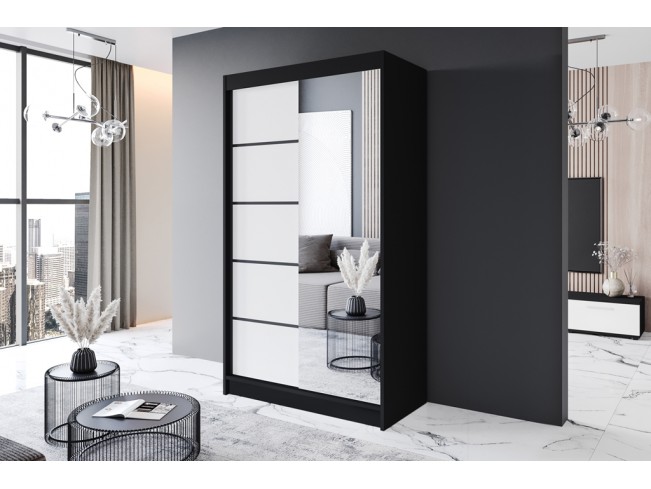 Szafa przesuwna Prim III czarny/biały mat 120 cm