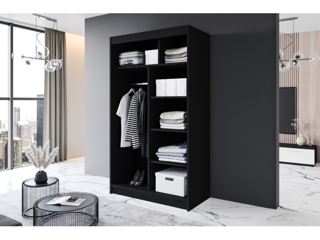 Szafa przesuwna Prim III czarny/biały mat 120 cm