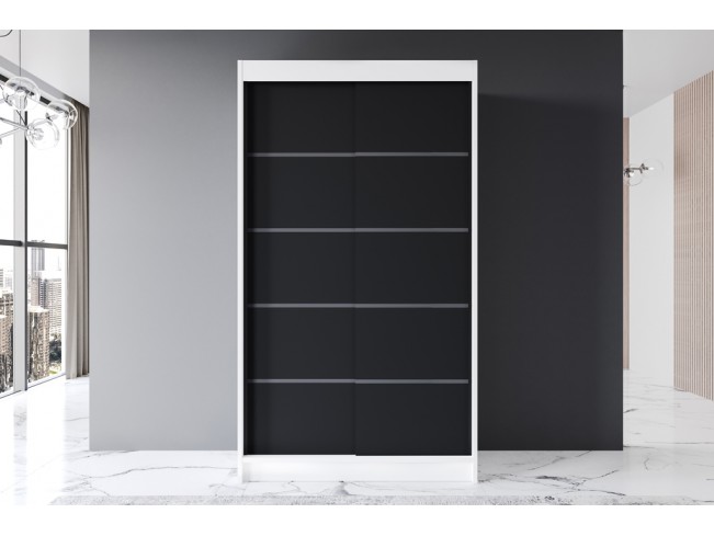 Szafa przesuwna Prim IV biały/czarny mat 120 cm