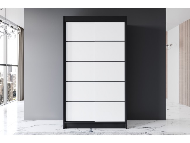 Szafa przesuwna Prim IV czarny/biały mat 120 cm