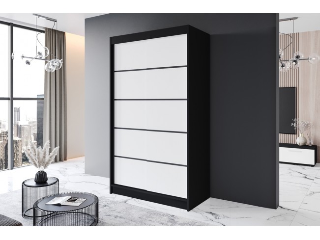 Szafa przesuwna Prim IV czarny/biały mat 120 cm