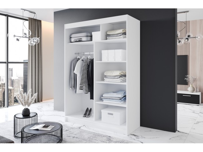 Szafa przesuwna Prim III biały/czarny mat 150 cm