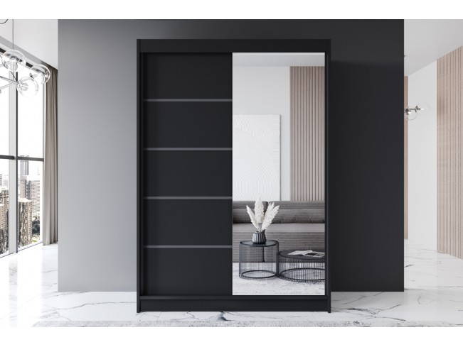 Szafa przesuwna Prim III czarny mat 150 cm