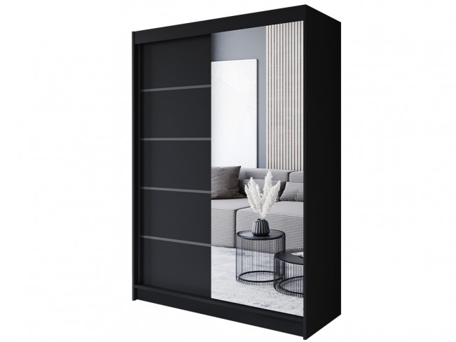 Szafa przesuwna Prim III 150 czarny mat - widok z przodu